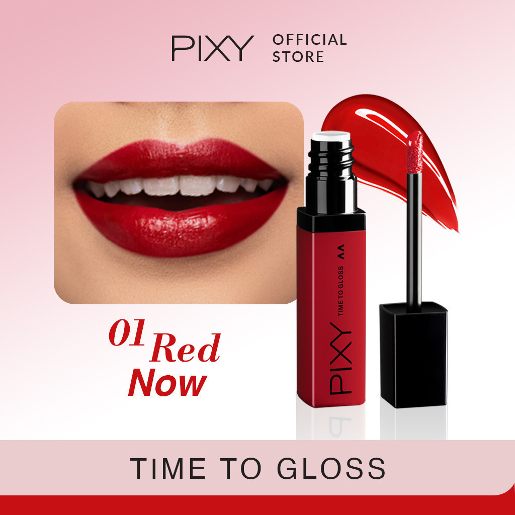 PIXY Time To Gloss - Pigmented Lip Gloss 6 Shade / Merah Jingga Official - Gambar 3