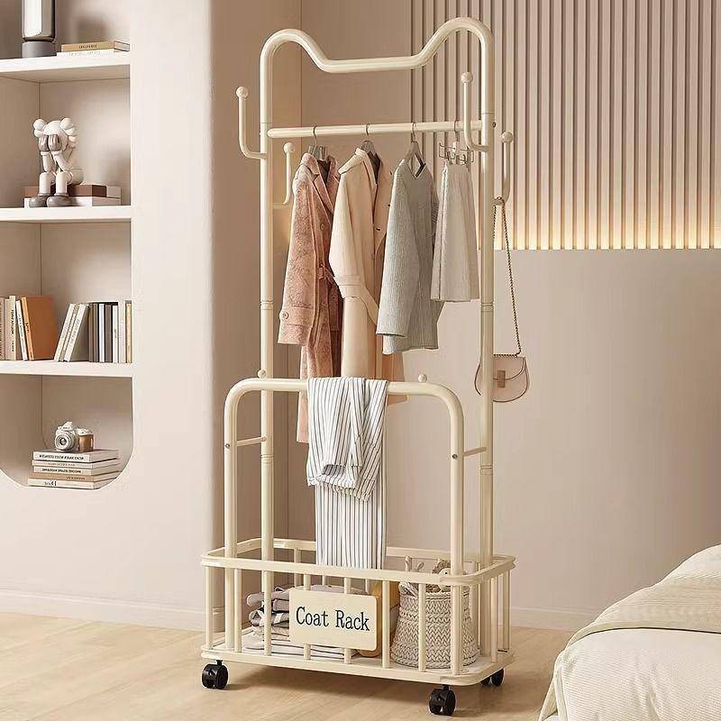 Clothes rack floor bedroom clothes rack can be moved with wheels ...