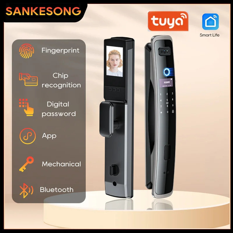 Wifi Tuya APP 3D Face Recognition Smart Door Lock Remote Control Voice ...