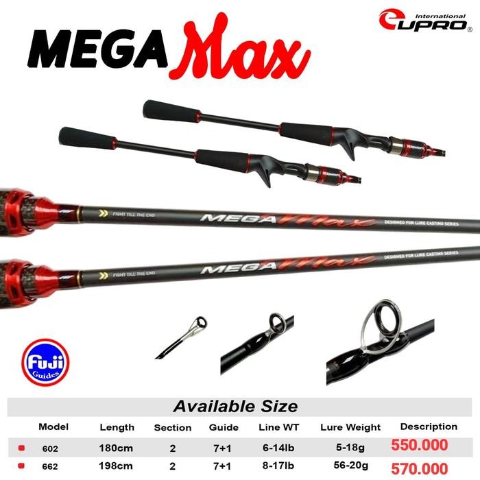 BAIT fishing rod CASTING EUPRO MEGA MAX 602 662 - 198cm | Shopee Singapore