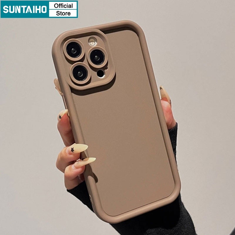 Suntaiho Simple Coffee Solid Color Premium Soft Liquid Silicone ...