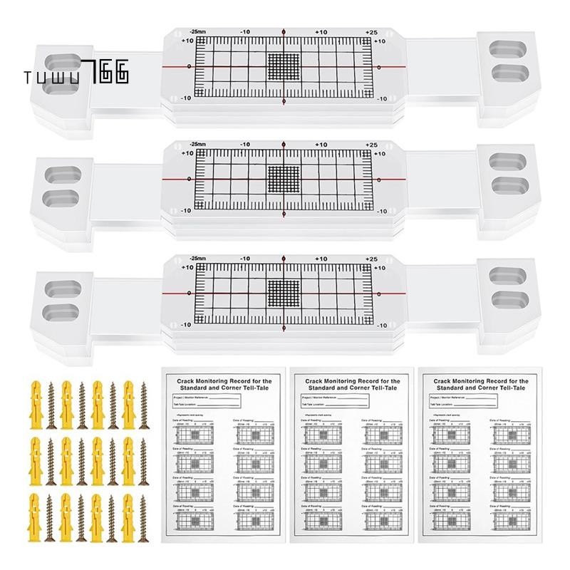 3 Pcs Crack Monitoring Record, Acrylic Corner Tell-Tale Monitor,Tell ...