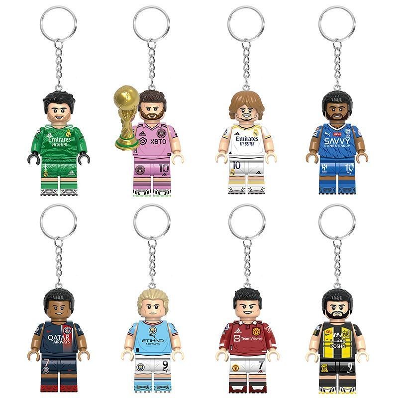 Football star keychain C Ronaldo Mbappe Modric keychain building block ...