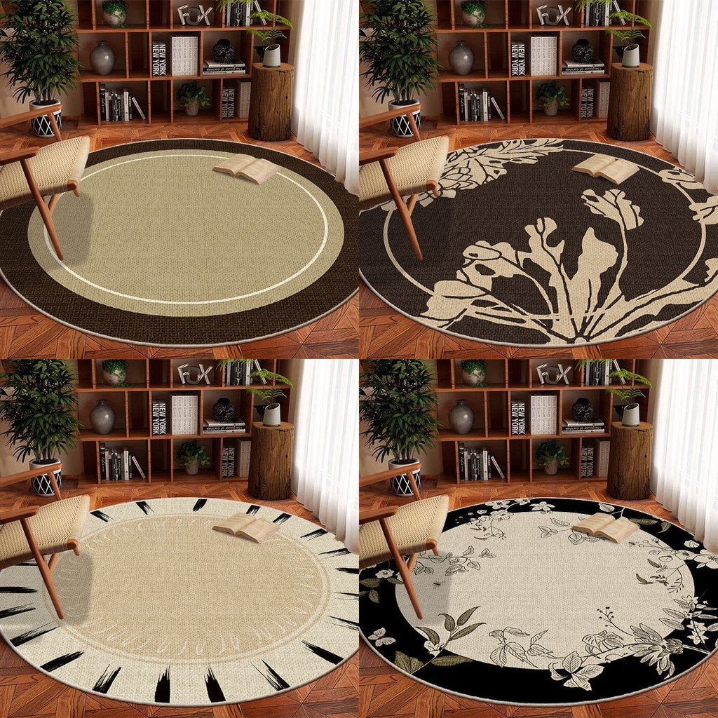 Round Plain Art Stripes Nordic Carpet Crystal Velvet Fashion Rug 80cm ...