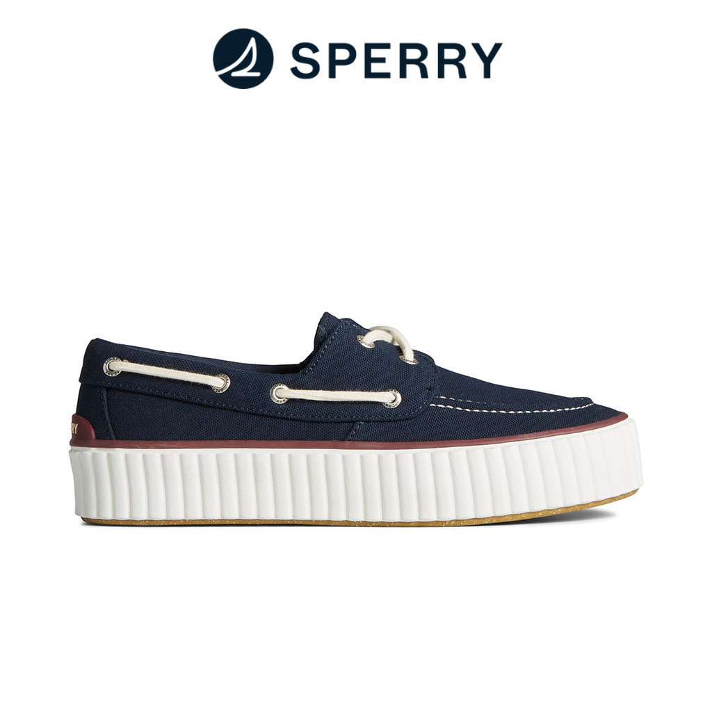 Sperry Women's SeaCycled™ Pier Wave Platform Boat Shoes - Navy ...