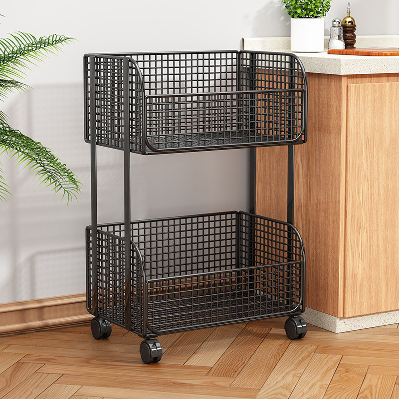 [48H Shipping] Kitchen Basket Storage Rack Floor-standing Movable ...