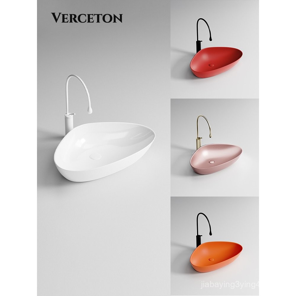 Triangle Shaped Art Table Basin Color Ceramic Integrated Wash Basin ...