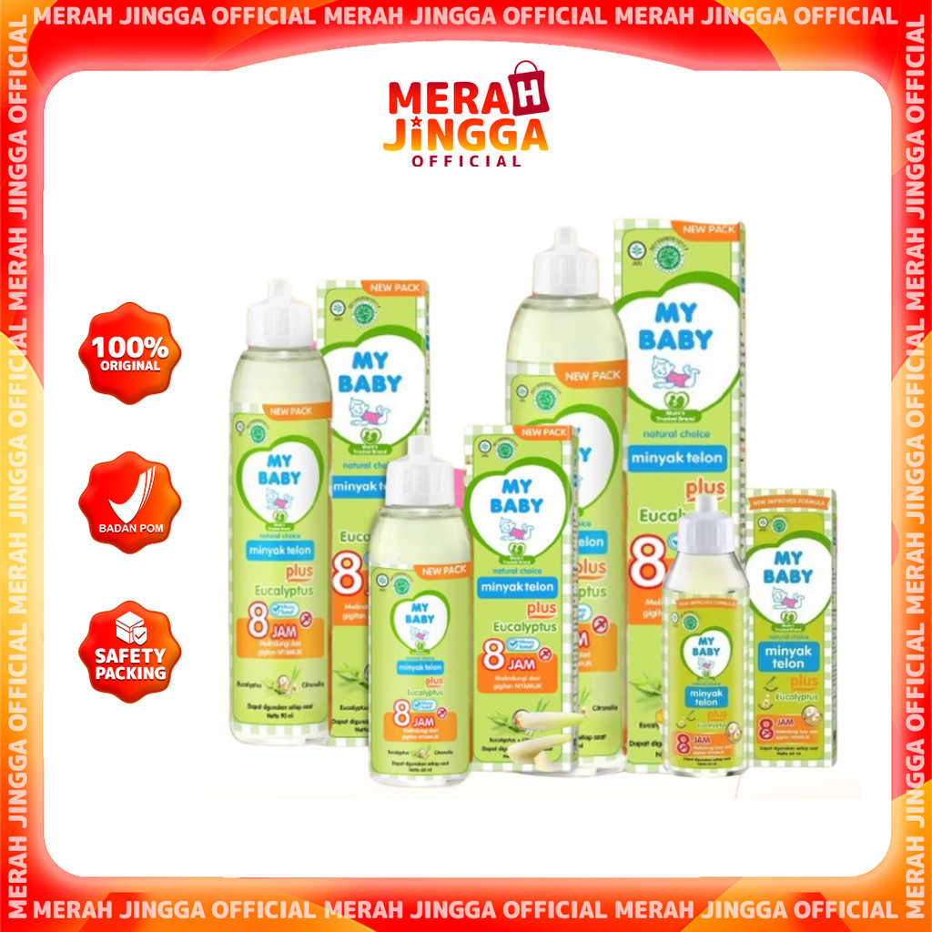 MY BABY Minyak Telon Plus Eucalyptus - Anti Nyamuk 8 Jam / Merah Jingga Official