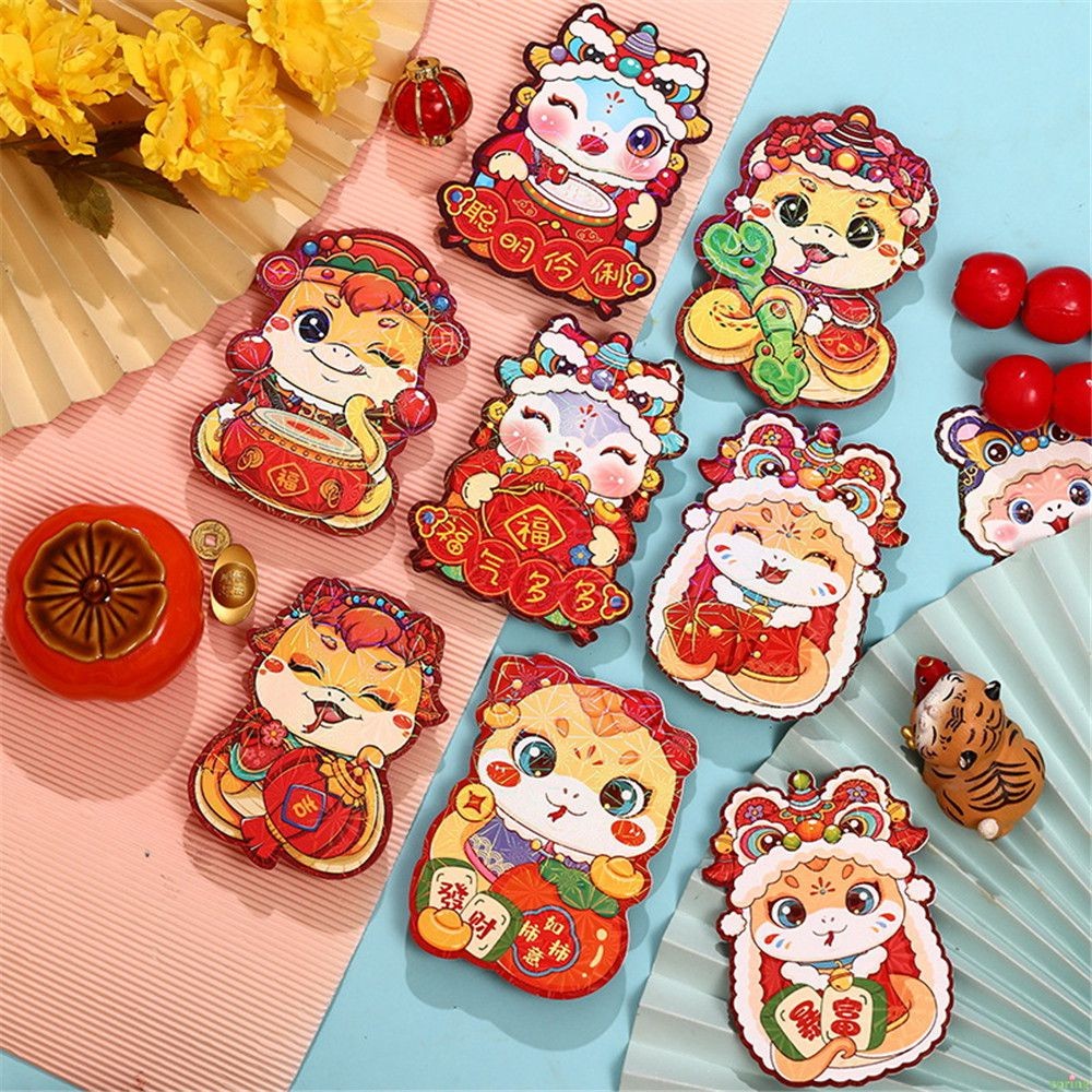 6pcs 2025 Chinese New Year Red Envelopes 2025 Snake Year Lucky Money