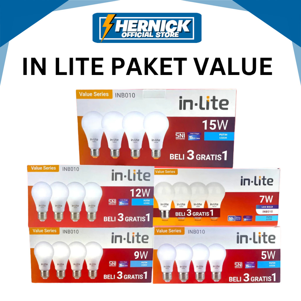 INLITE INB010 Value Led Bulb Pack 5W 7W 9W 12W 15W 18W Buy 3 Get 1 Free ...