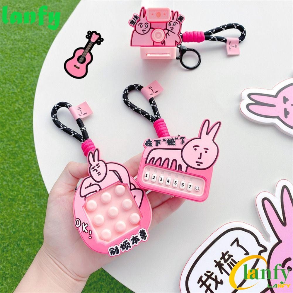 LANFY My Friend Rabbit Keychain, Flipbook Animation Piano Pink Rabbit ...