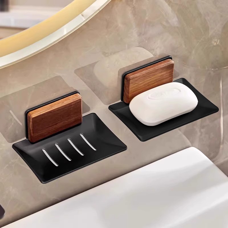 Walnut Wood Soap Holder, Bathroom Toilet Soap Drain Dish, Wall Mounted ...