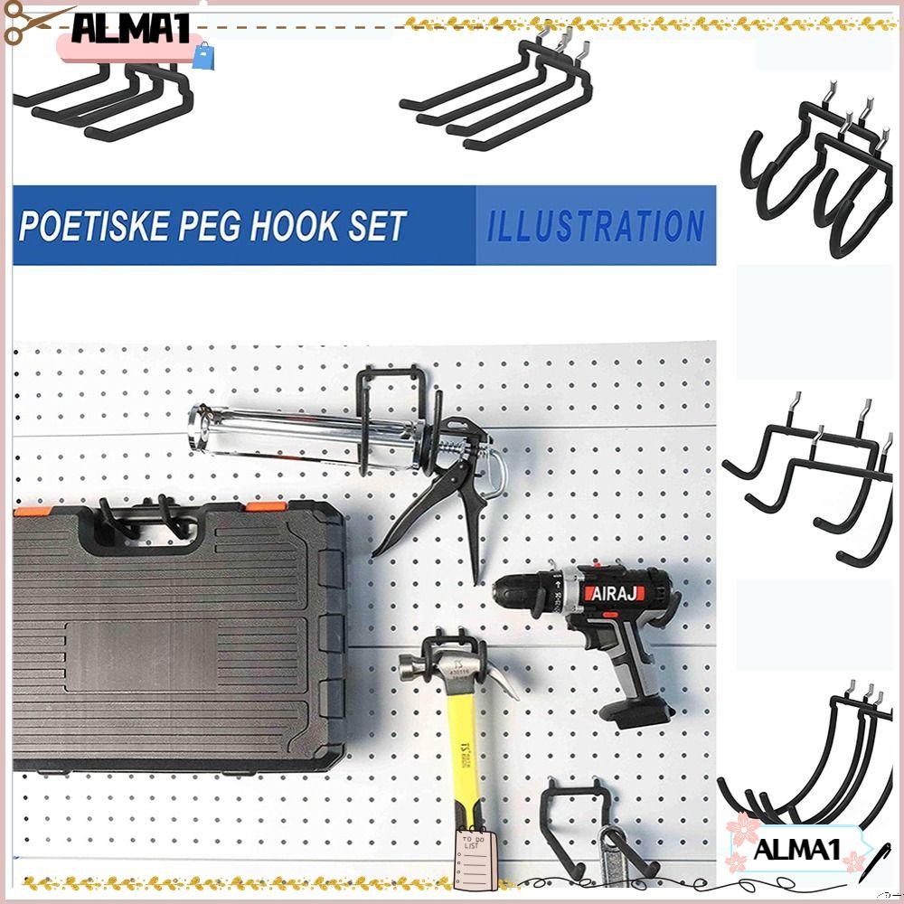 ALMA Garage Storage Hooks Tool Wall Organizer Steel Hole Plate Rack ...