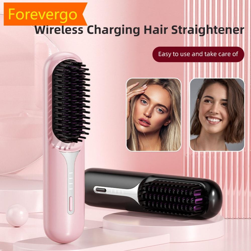 Forever Wireless Portable Hair Straightener Adjustable Temperature Rechargeable Dual purpose Hair Straightener Curling Iron Hair Style Tool A2Q6