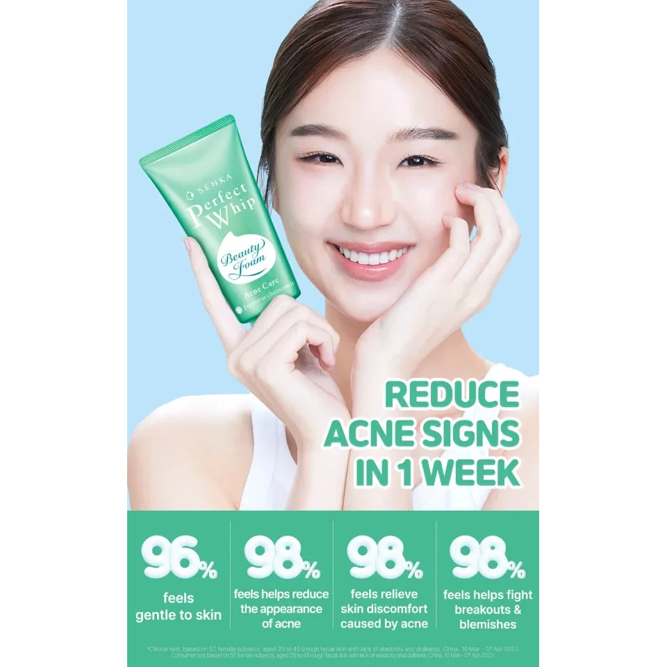 Senka Facial Foam Perfect Whip Acne Care 50gr / Merah Jingga Official - Gambar 3