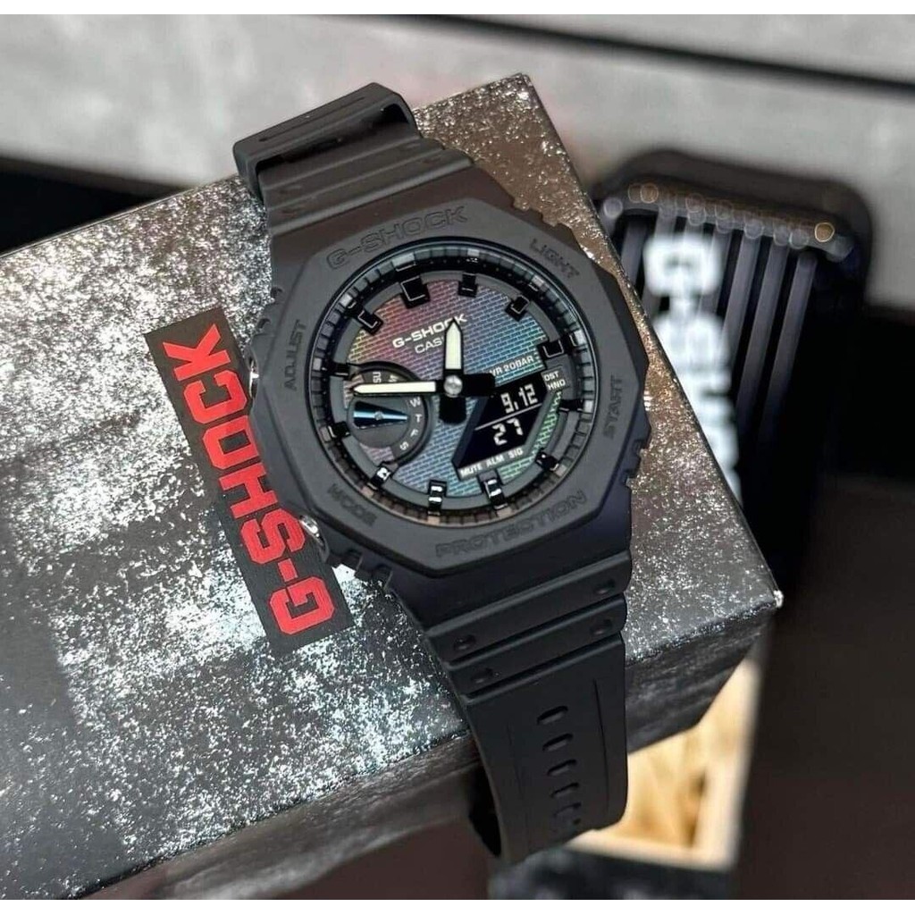 Casio G-Shock GA-2100RW-1A Octagon Brick Rainbow Color Analog Digital ...