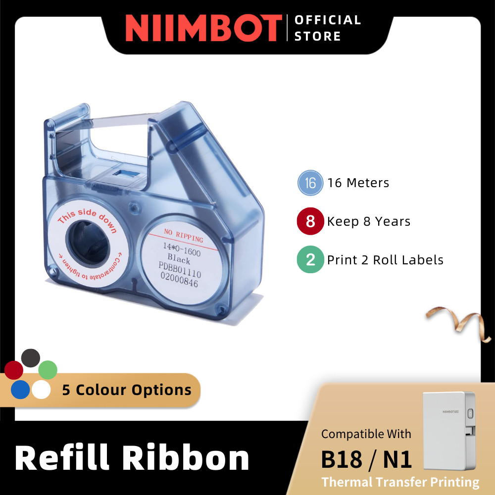 NIIMBOT Ribbon for N1 B18, Replacement Refill Tape for Thermal Transfer ...