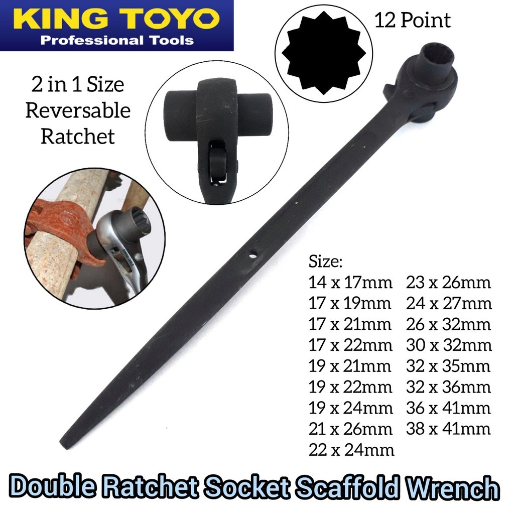 King Toyo Black Hardened Steel Double Ratchet Site Ratcheting Ratchet ...