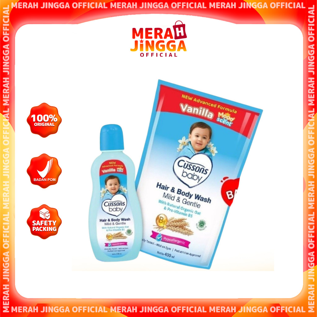 Cussons Baby Hair & Body Wash Mild & Gentle - Sabun Bayi 2in1 / Merah jingga Official