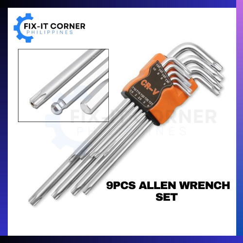 9PCS ALLEN WRENCH SET Hex Key flower type BALL, FLAT, & TORX HEAD Allen ...