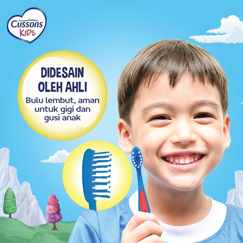 Cussons Kids Toothbrush - Sikat Gigi Anak 5-7 Tahun / Merah Jingga Official - Gambar 3