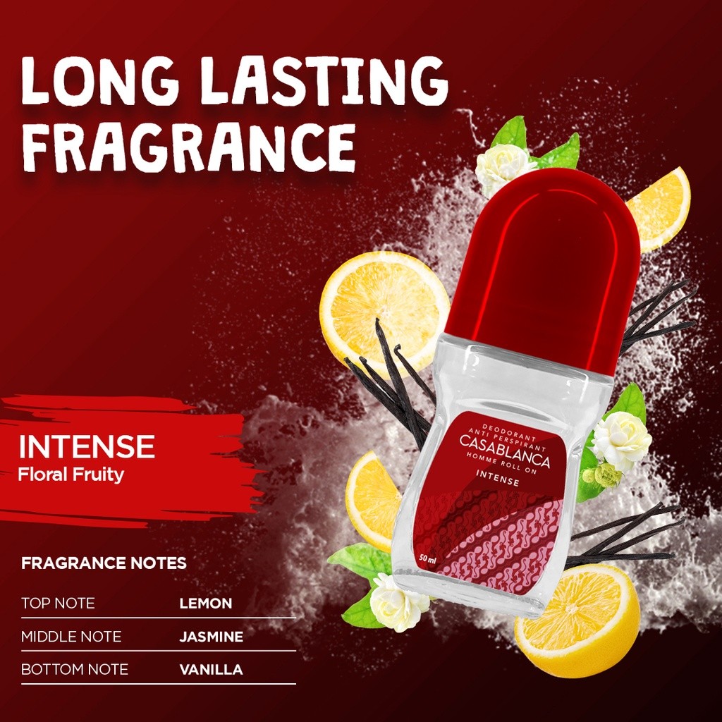 Casablanca Deodorant Roll On 50ml / Merah Jingga Official - Gambar 4