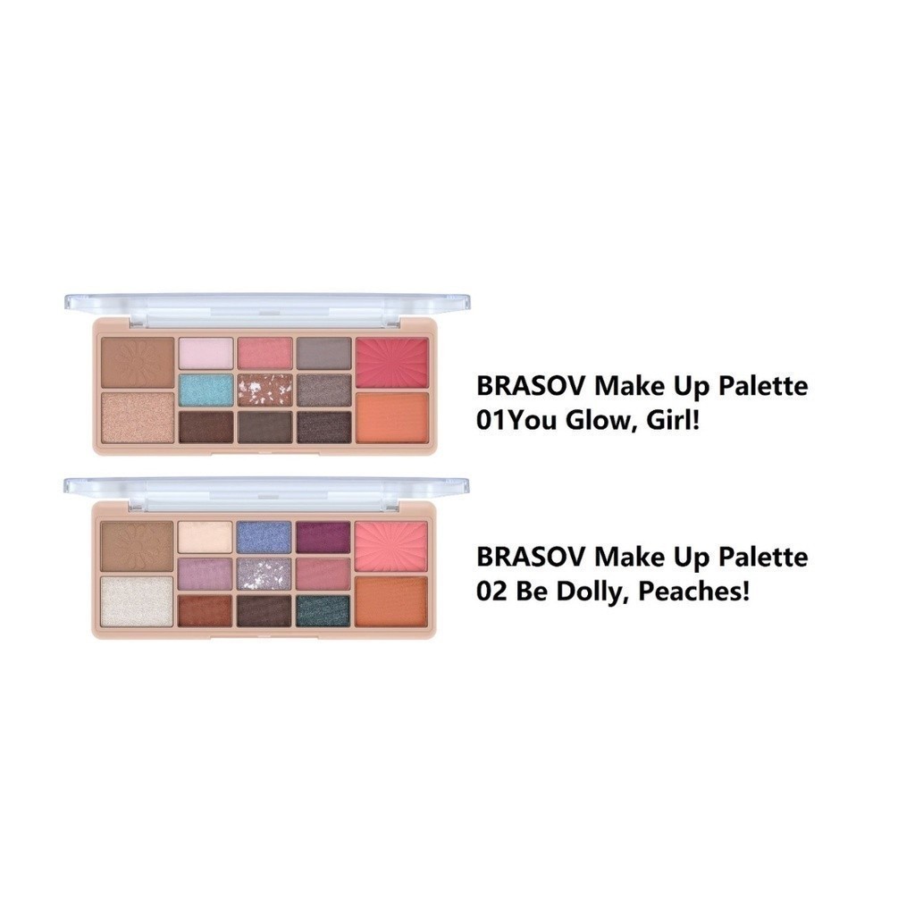 BRASOV Makeup Palette Eye Shadow Blush On / Set Contour Highlighter Makeup / Merah Jingga Official - Gambar 2