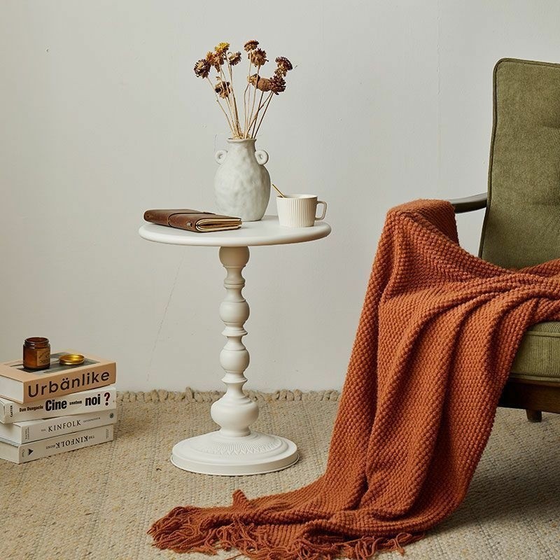 Maple Top Sofa Side Table Iron Retro Coffee Table Small Round Table ...