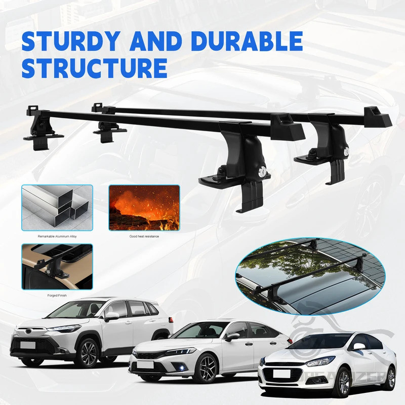 Universal 1 Pair 54 inch Vehicle Car Roof Mounting Rack Rail Bar Black ...