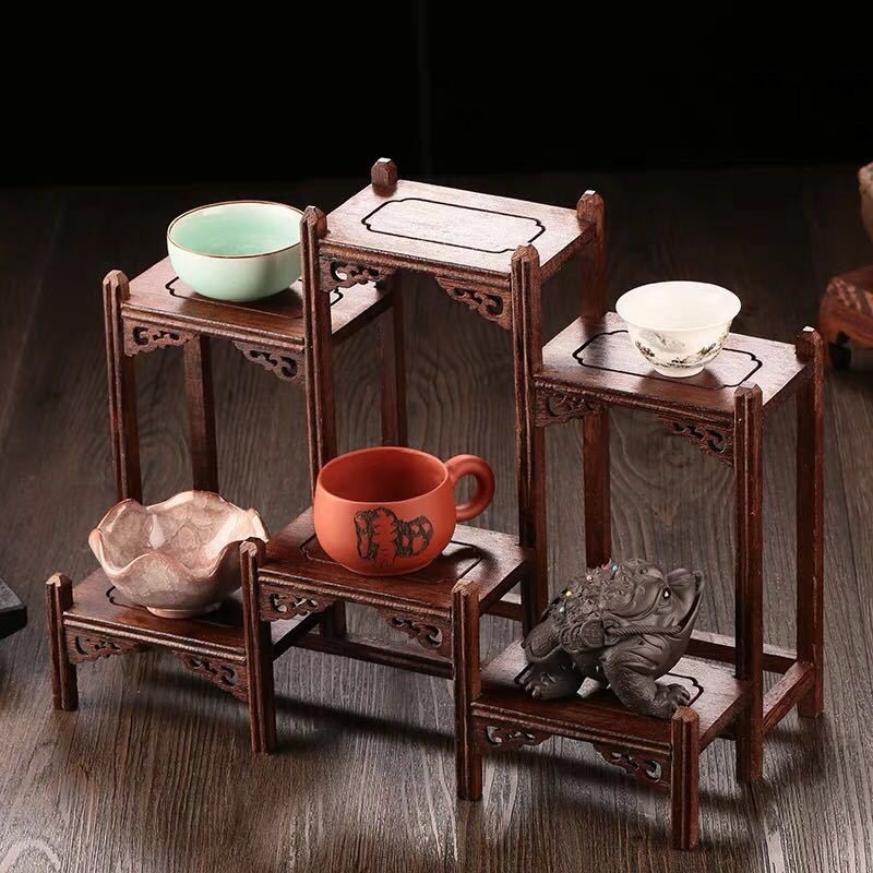 [48H Shipping] Solid Wood Red Wood Chicken Wing Wood Tea Cup Rack Small ...