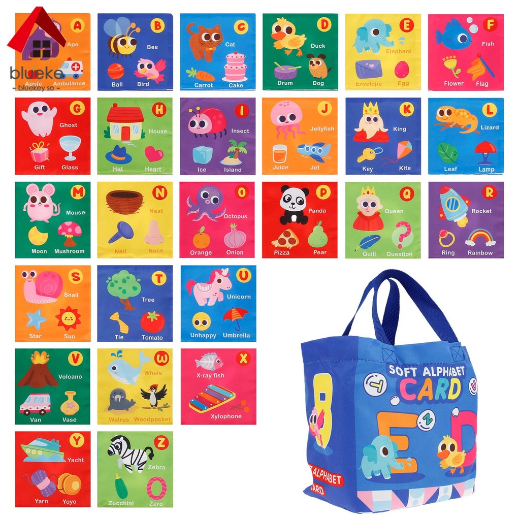 26 Pcs Soft Alphabet Cards Washable Cloth Alphabet Flash Cards with ...