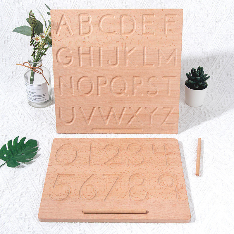 Montessori numerals letters, geometric shapes, beech blind writing ...