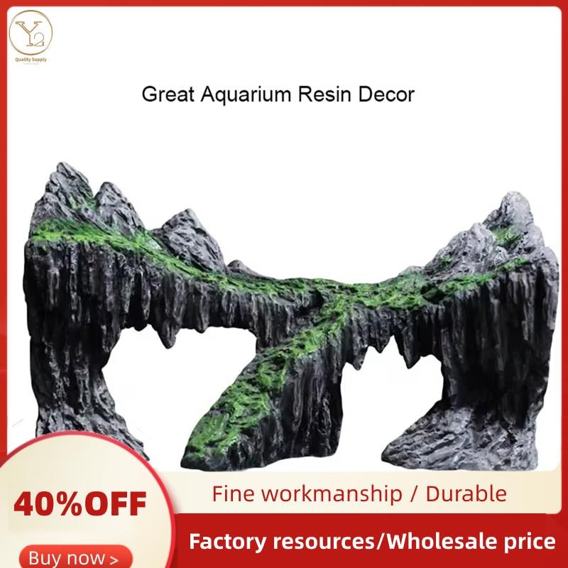 Resin -Aquarium Decoration Fish Tank Simulated Rock Mountain Ornament ...