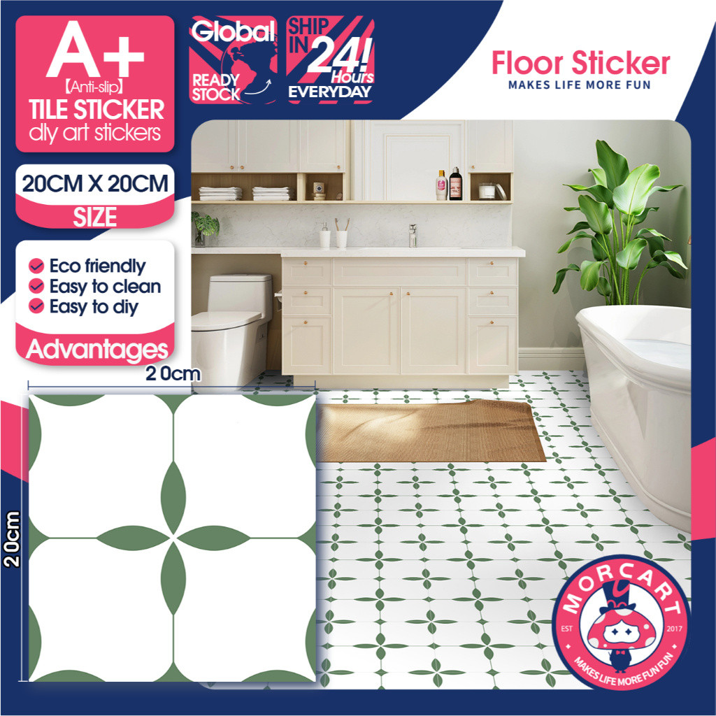 Ready Stock Waterproof Vinyl Tile Sticker for Kitchen, Floor, Bathroom ...