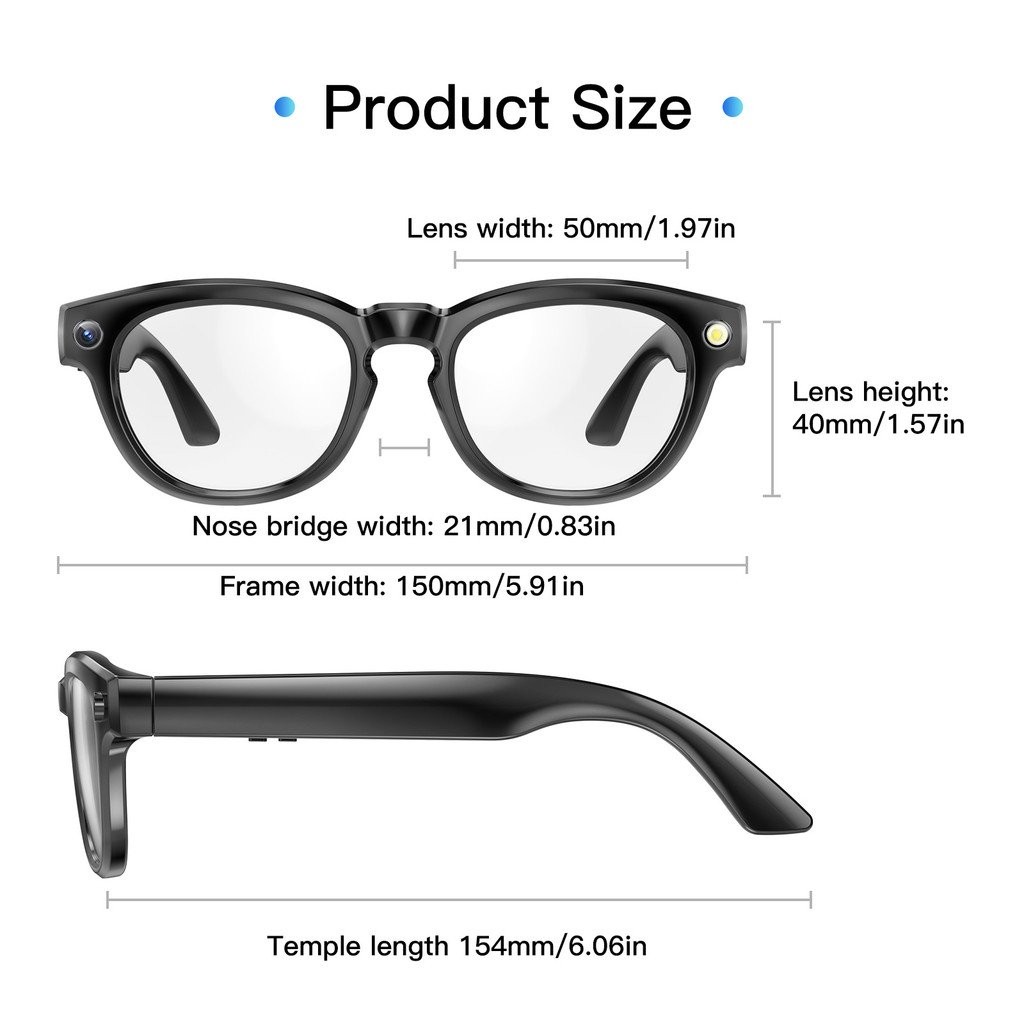 Lunettes Connectées ASTRAUX - Caméra HD, Enregistrement Vidéo, Bluetooth - Smart Glasses Neuves