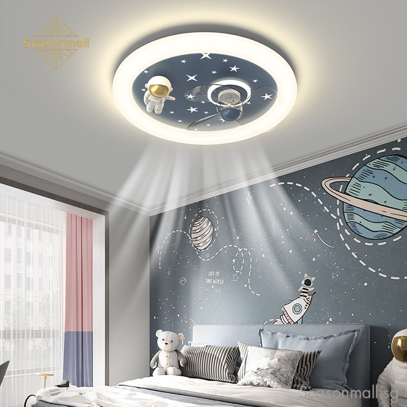Modern and Simple Ceiling Fan Light for Kids Room with Astronaut and Space Theme for Boys and Girls Bedroom Lighting Shopee Singapore