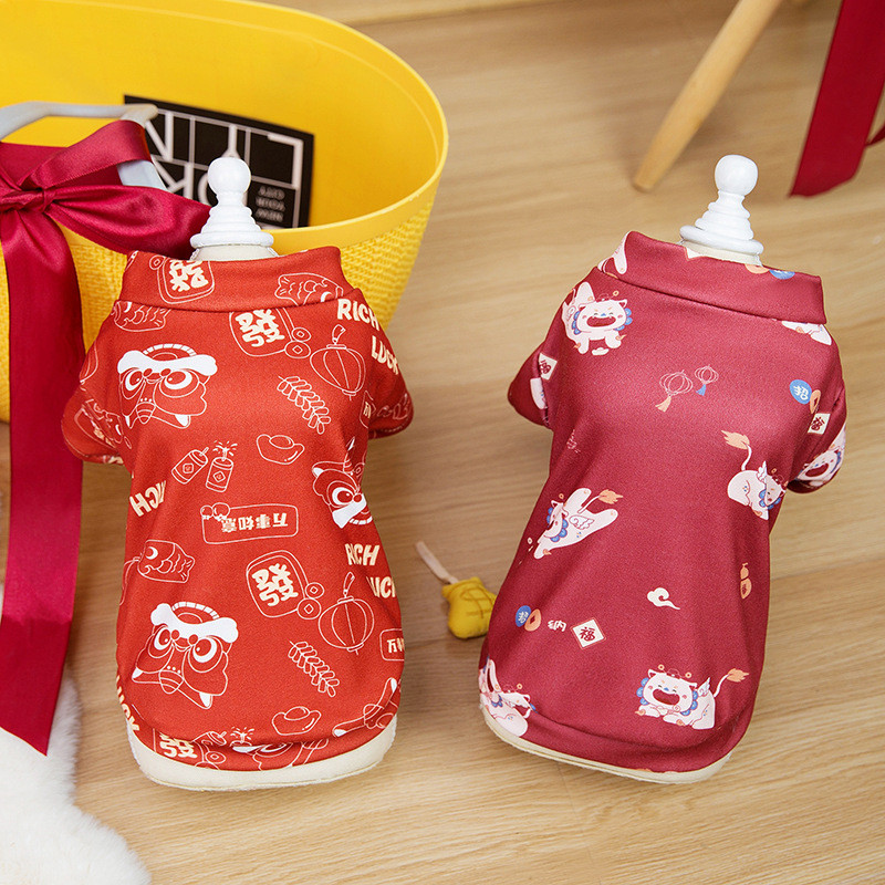 Dog New Year Clothes Warm Cat Puppy Clothes for Spring Festival Pet ...