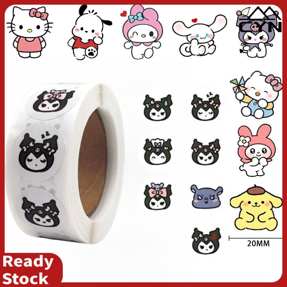 200/500pcs/Roll Sanrio Cartoon Stickers Kuromi Pochacco Melody Purin ...