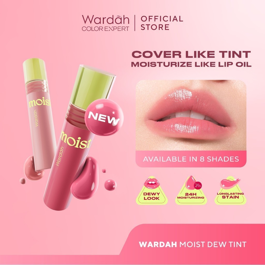 Wardah Moist Dew Tint 3 g - Liptint yang Mengadung Oatmilk dan Pentavitin / Merah Jingga Official - Gambar 2