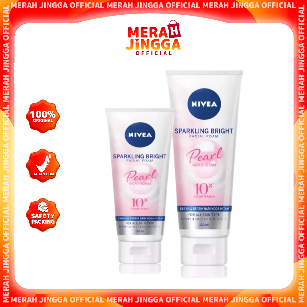 Nivea Sparkling Bright Whitening Facial Foam 50ml - 100ml / Merah Jingga Official