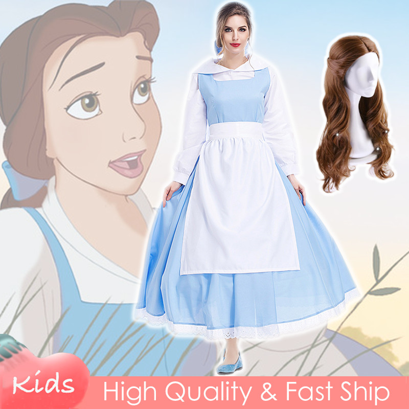 Cinderella Princess Belle White Blue Dress For Woman French Maid Halloween  Cosplay Costume Christmas Performance Outfits | Shopee Singapore
