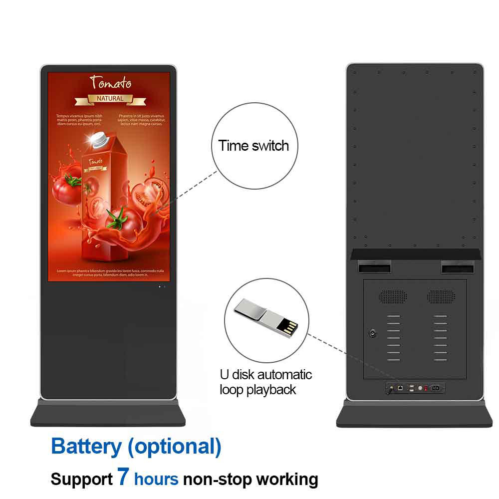 LCD 43 49 55 inch indoor totem floor standing electronic signage kiosk ...