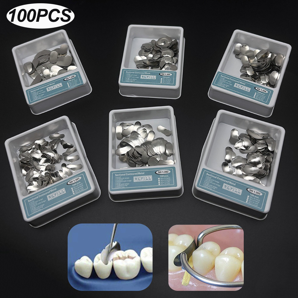 100Pcs Dental Matrix Molding Sheet Sectional Contoured Matrices Band ...