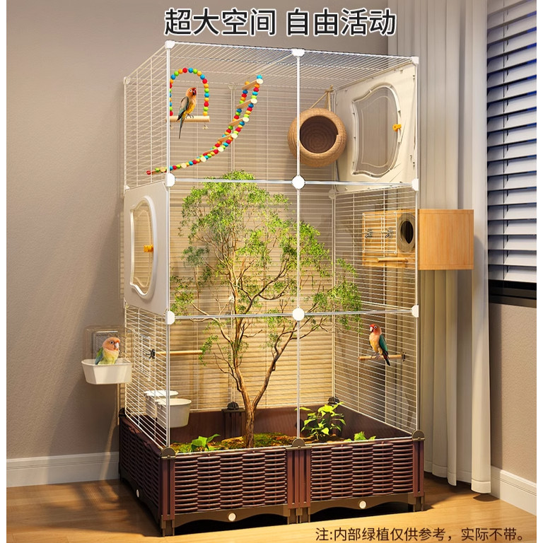 Image showcasing Parrot Cage Eco Villa - Splash-Proof Large Bird Cage for Outdoor/Indoor ...