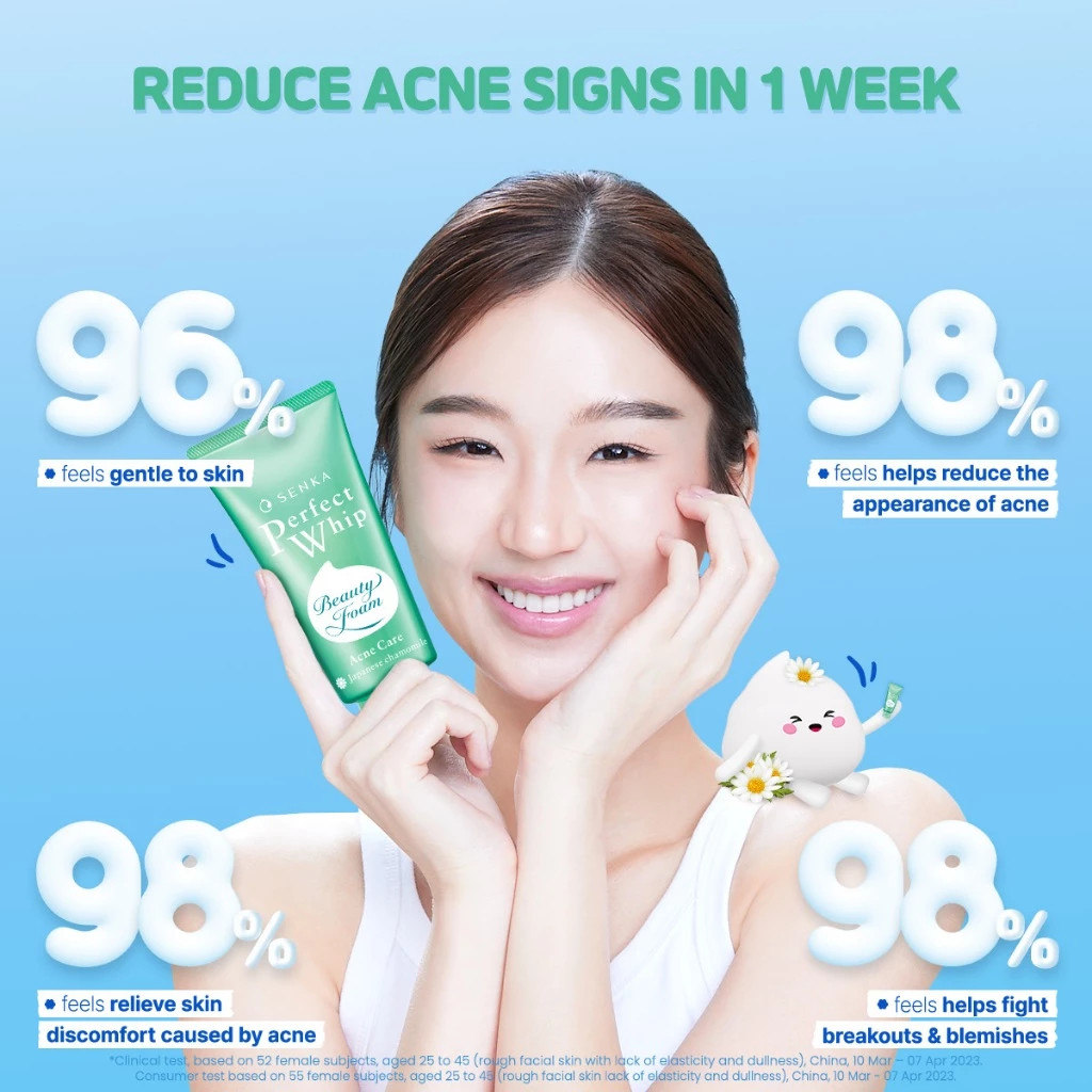 Senka Facial Foam Perfect Whip Acne Care 50gr / Merah Jingga Official - Gambar 2