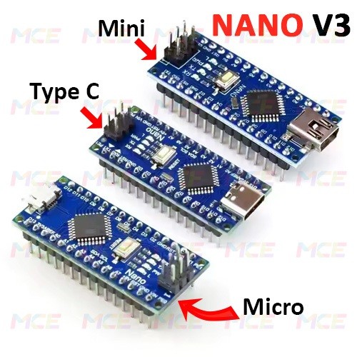 Arduino Compatible Nano V3.0 ATmega328P CH340 Mini Micro Type C USB 5V ...