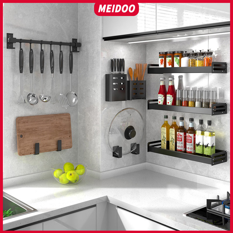 MEIDOO Kitchen Rack Multi-function Storage Rack Free Drilling Seasoning ...