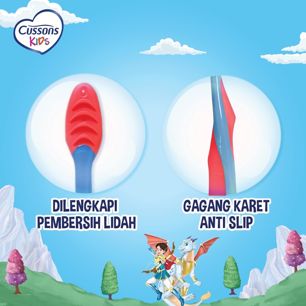 Cussons Kids Toothbrush - Sikat Gigi Anak 5-7 Tahun / Merah Jingga Official - Gambar 4