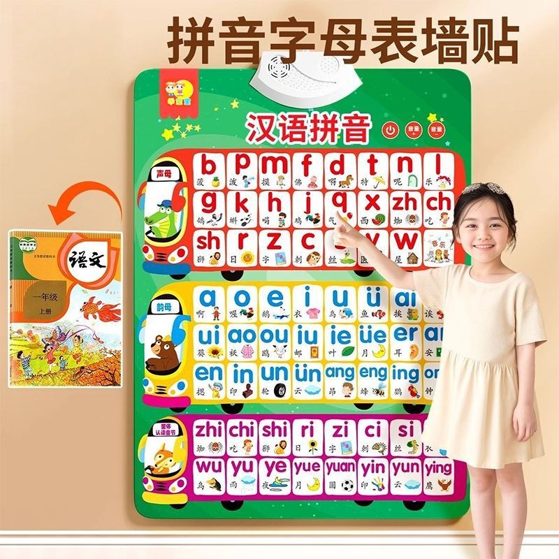 Chinese Pinyin Alphabet Young Connection Audio Wall Chart Wall Stickers ...