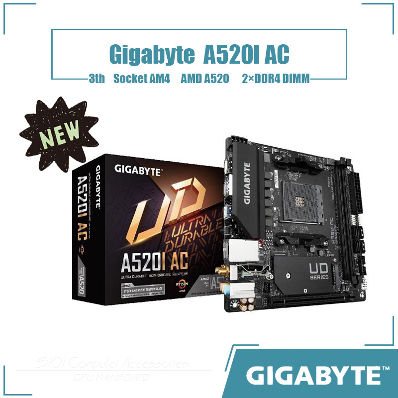 [NEW] Gigabyte A520I AC Motherboard AMD A520 64GB 2×DDR4 DIMM Socket ...